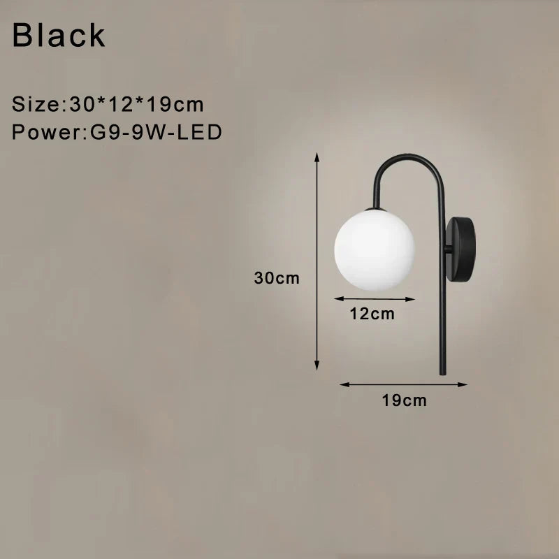 DecorBites™ Frosted Glass Ball LED Wall Lamp for Bedroom and Corridor