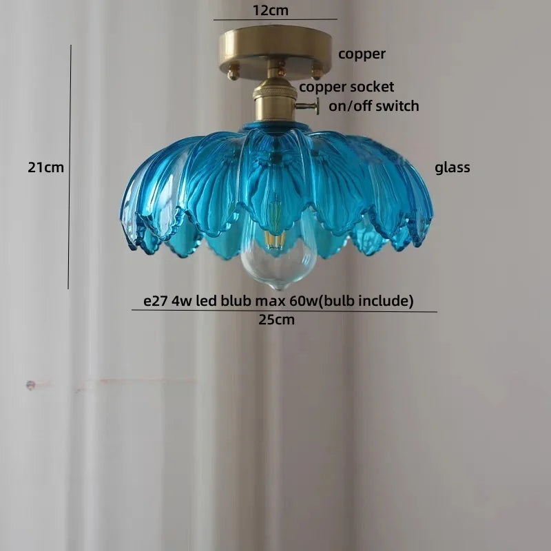 DecorBites™ Green Flower Glass LED Ceiling Light Fixture - Nordic Modern Design