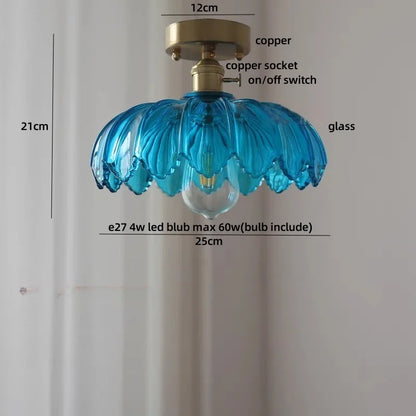 DecorBites™ Green Flower Glass LED Ceiling Light Fixture - Nordic Modern Design