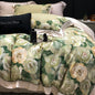 Decobites Rose Flowers Bamboo Fiber Bedding Set: Soft & Silky, 1 Duvet Cover, 2 Pillowcases, 1 Flat Sheet