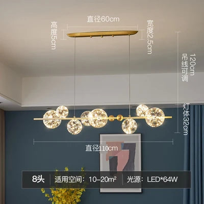 Lámpara de araña de bola de cristal Golden Ring™ con control remoto para sala de estar y comedor Decorbites