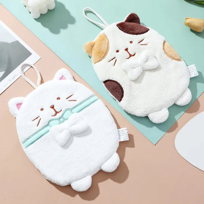 DecorBites™ Cute Cat Hand Towel: Thick Quick Dry Kitchen & Bathroom Terry Towel
