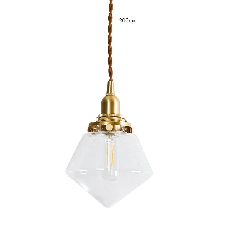 DecorBites™ Glass LED Pendant Lamp: Modern Copper Nordic Indoor Lighting for Home, Coffee, Bedroom & Living Room