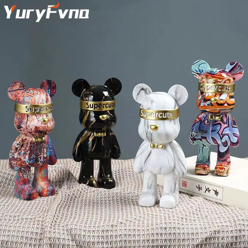 DecorBites™ Graffiti Bear Figurine: Modern Abstract Home Decor Statuette