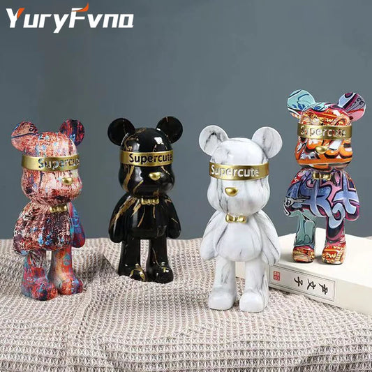 DecorBites™ Graffiti Bear Figurine: Modern Abstract Home Decor Statuette