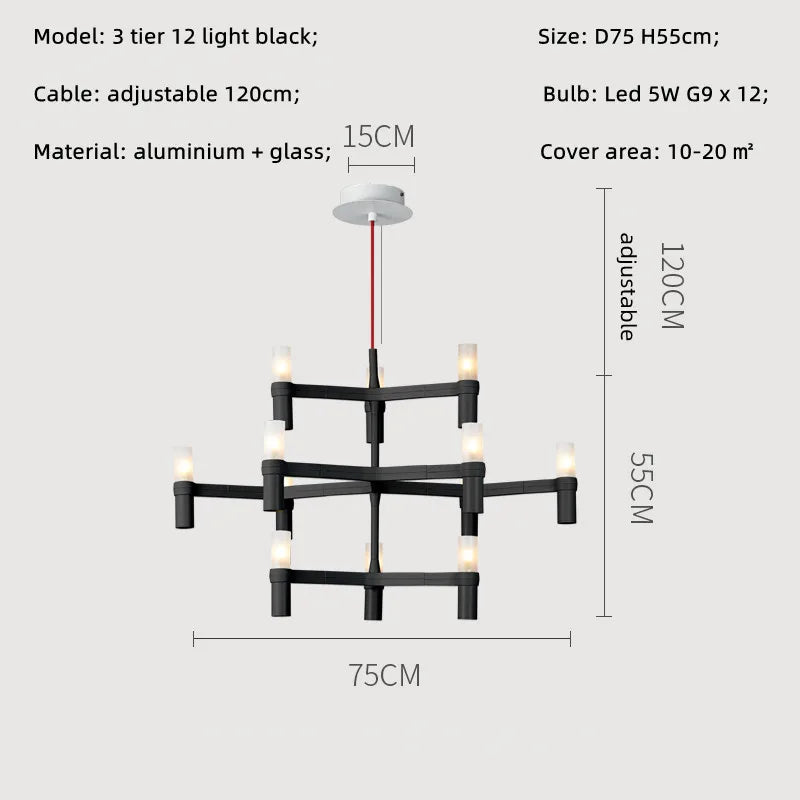 Lámpara de araña DecorBites™ Crown Major: Iluminación LED moderna y lujosa para cocina, hotel y sala de estar