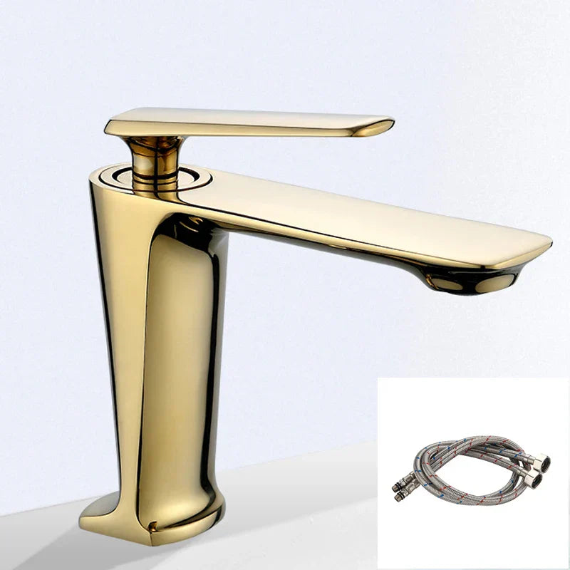 DecorBites™ Gold Basin Mixer with Single Handel for Bathroom Vanity, Chrome Finish