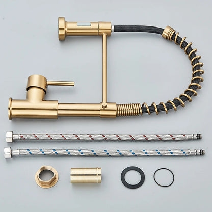 Brushed Gold Kitchen Faucet Pull Down