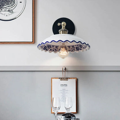 DecorBites™ Blue White Porcelain Wall Lamp: Modern Ceramic Sconces for Living Room, Bedroom, Bathroom