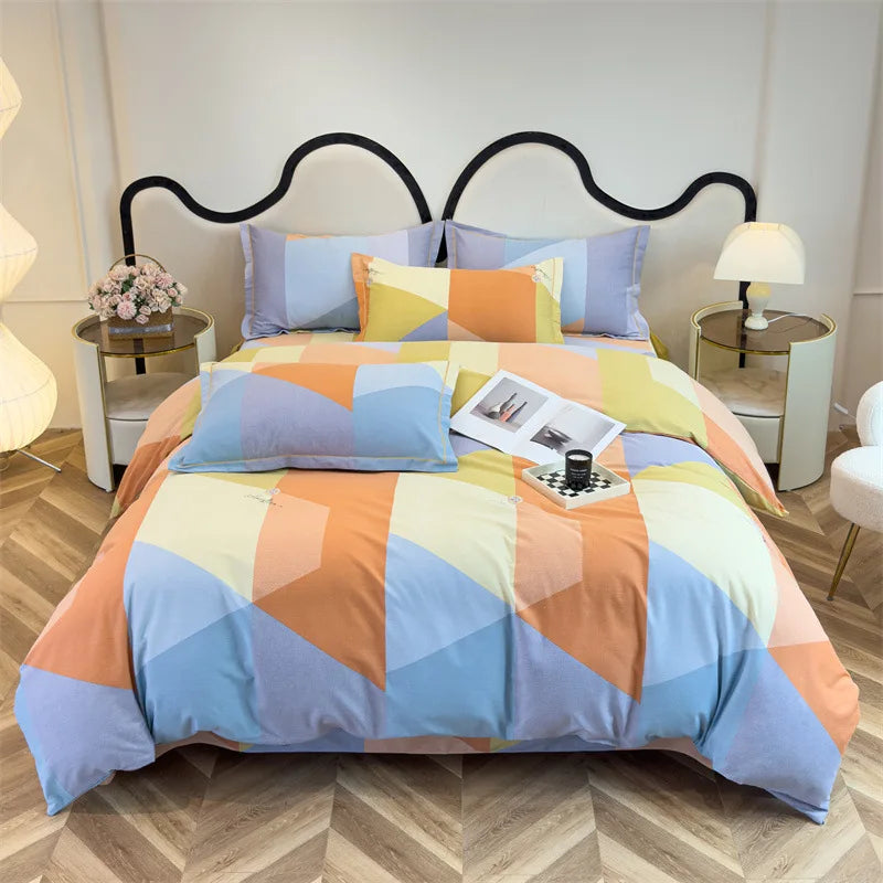 DecorBites™ Brushed Cotton Printed Duvet Cover Set - Single/Double Bed Bedclothes