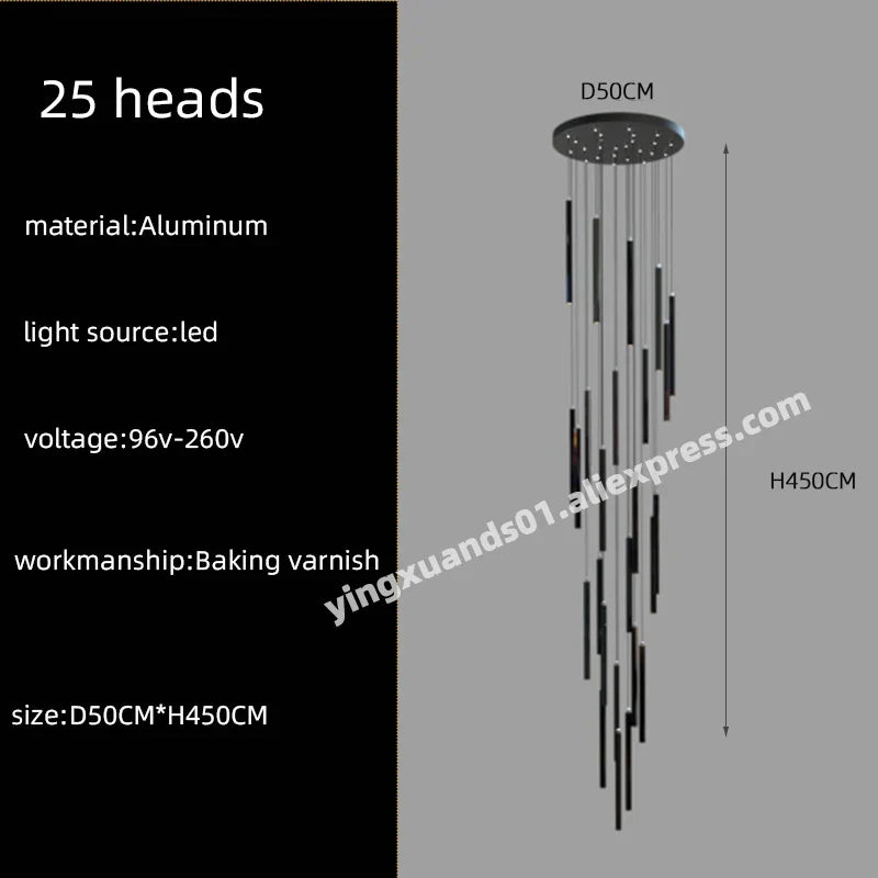 DecorBites™ LED Chandelier Stairs Pendant Ceiling Lamp for Hotel Lobby Decor