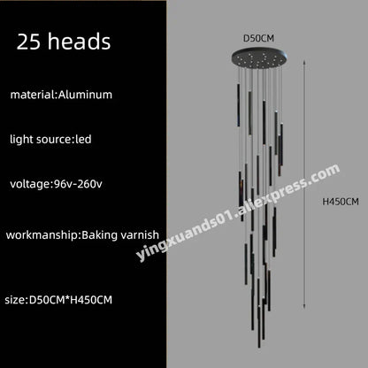 DecorBites™ LED Chandelier Stairs Pendant Ceiling Lamp for Hotel Lobby Decor
