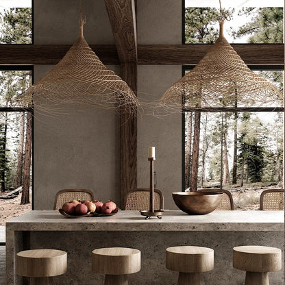 DecorBites™ Bamboo LED Pendant Chandelier for Dining, Bedroom, Restaurant, Hotel & Home Decor