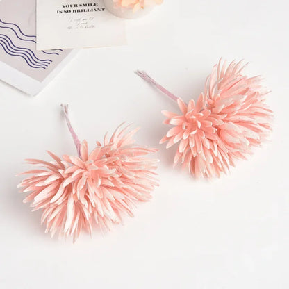 باقة ديكور بايتس™ الصغيرة المصنوعة يدويًا من الحرير، 6 قطع، 12 سم، لتزيين المنزل والزفاف، زهور صناعية