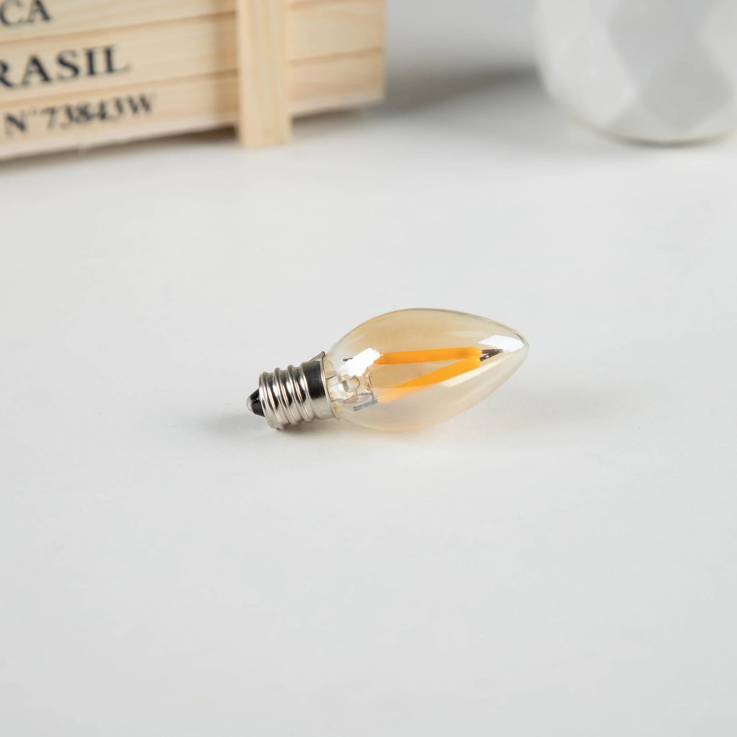 مصباح شمعة إيديسون LED من DecorBites™ بقوة 1 وات، 2200 كلفن، قابل للتعتيم، ذهبي، زجاجي