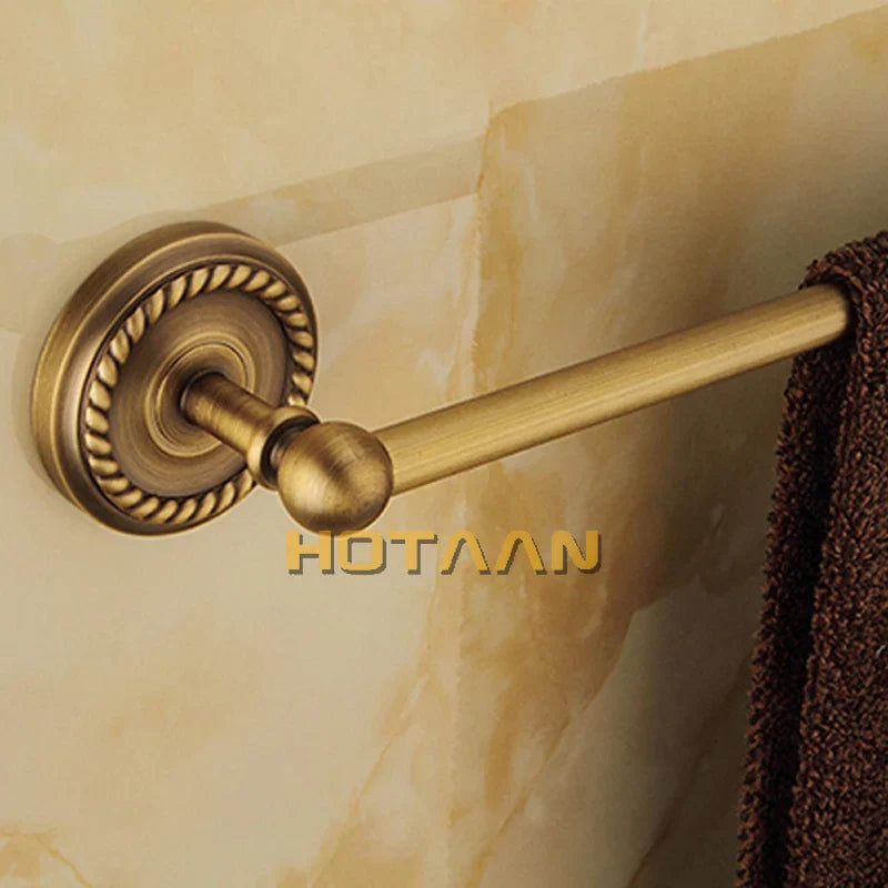 DecorBites™ Brass Bathroom Set: Robe Hook, Paper Holder, Towel Bar, Towel Ring - 4 Piece Kit