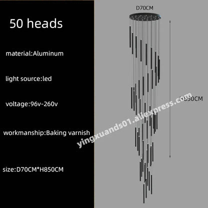 DecorBites™ LED Chandelier Stairs Pendant Ceiling Lamp for Hotel Lobby Decor