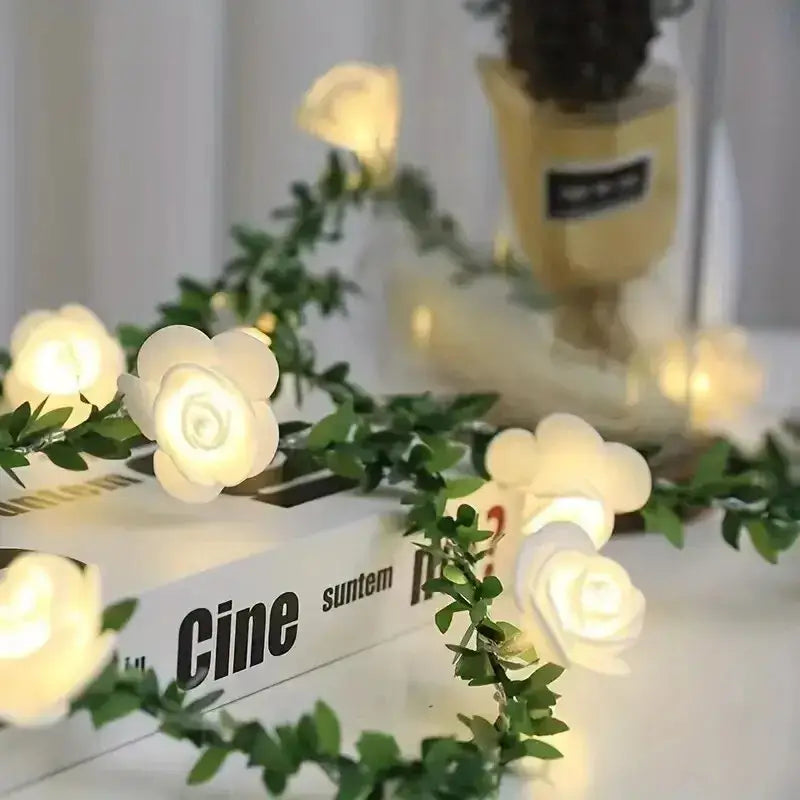 Decorbites™ 1 Stk. 10 LED Rosenblumen-Girlande-Lichter Batteriebetriebene Rosenblumen-Nachtlampe für Hochzeit Valentinstag