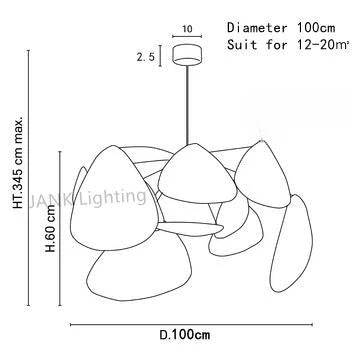 DecorBites™ Leaf Grid Chandelier: Designer White Fabric Screen Suspension Lighting for Kitchen Island, Living Room, Bedroom