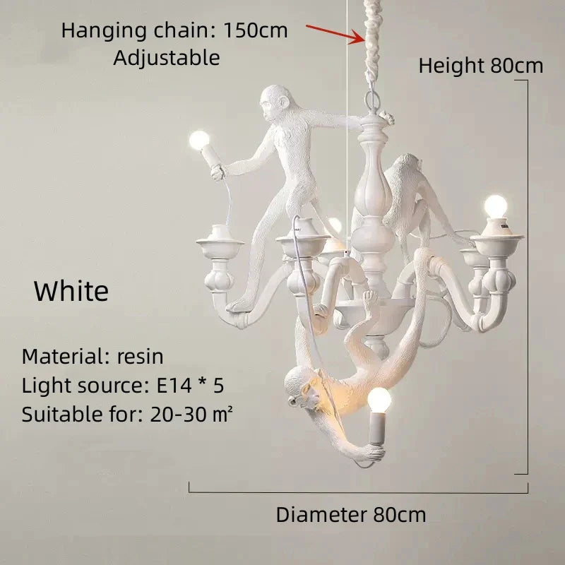 Lámpara colgante DecorBites™ 3 Monos - Resina blanca y negra - Decoración LED de alta gama para interiores