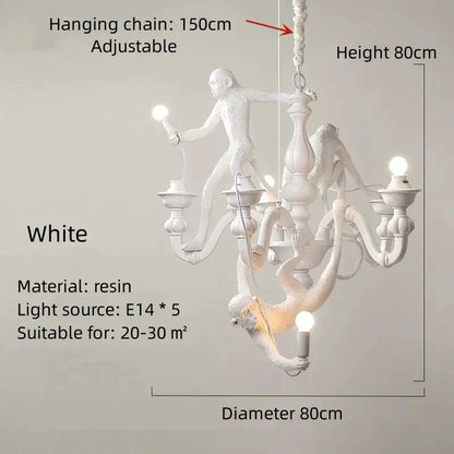 Lámpara colgante DecorBites™ 3 Monos - Resina blanca y negra - Decoración LED de alta gama para interiores
