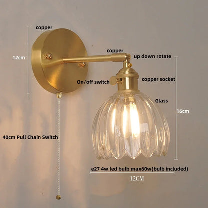 DecorBites™ Clear Glass LED Wall Lights Up Down Rotate Copper Nordic Sconce Fixtures