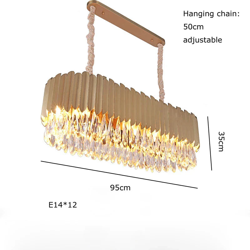 Lámpara colgante de cristal dorado en forma de gota de agua Decorbites™ - Lámpara de suspensión negra