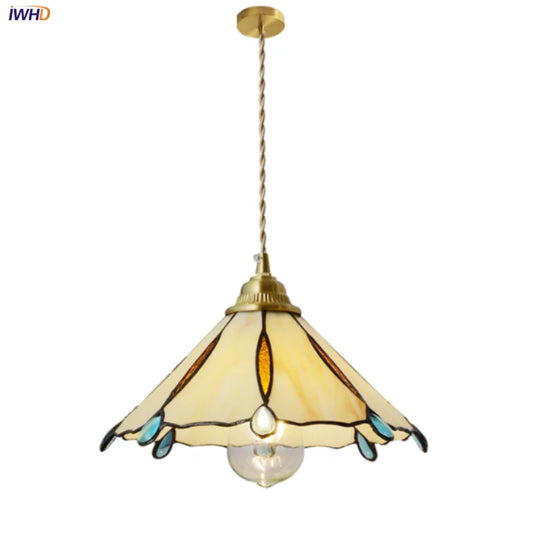 DecorBites™ Brass Vintage Glass Pendant Lamp Adjustable LED Dining Room Kitchen Fixture