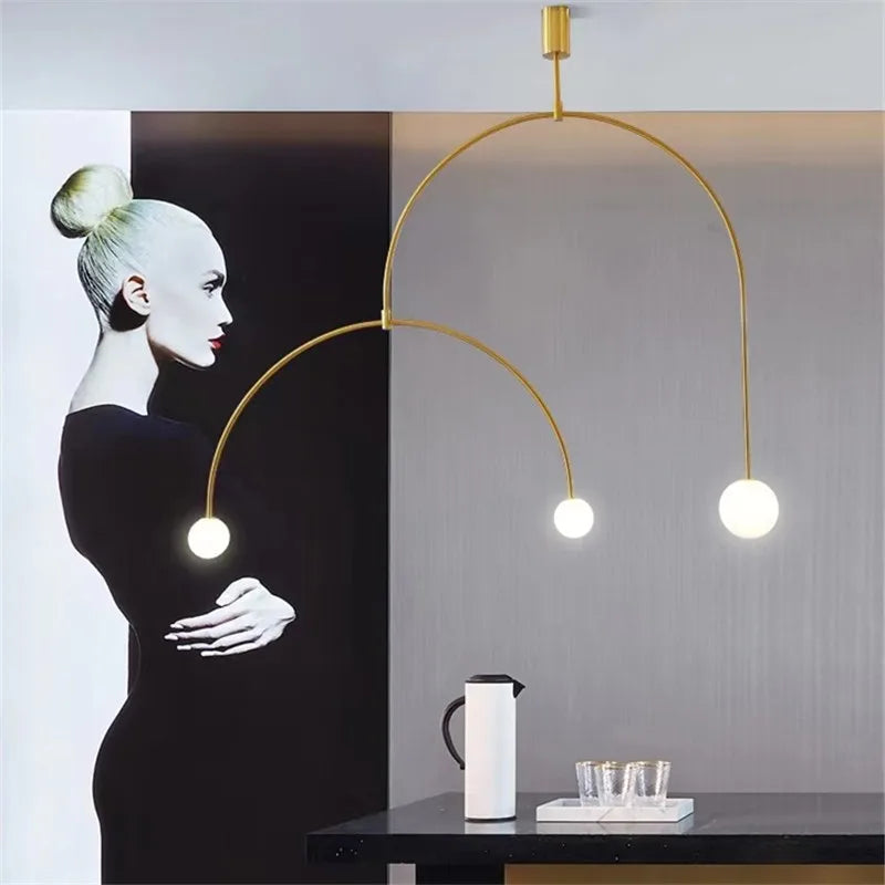 DecorBites™ Black & Gold Minimalist Iron Chandelier - Modern Nordic Design Lighting