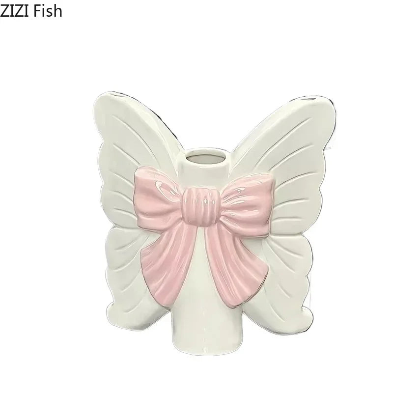 DecorBites™ Butterfly Ceramic Vase Flower Pots Modern Aesthetic Room Decor