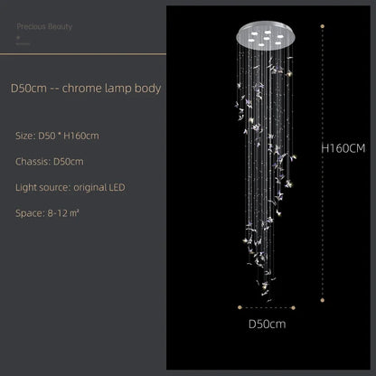 DecorBites™ Butterfly Crystal Chandelier for High Ceilings & Staircases