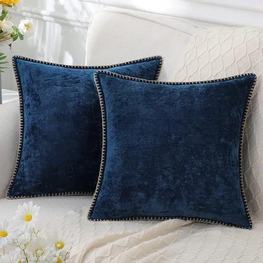DecorBites™ Blue Chenille Cushion Covers 18x18 Luxury Throw Pillow Cover for Home Decor