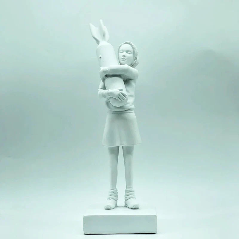 DecorBites™ Bomb Hugger Girl Resin Statue Sculpture for Home Decor and Desk Ornament