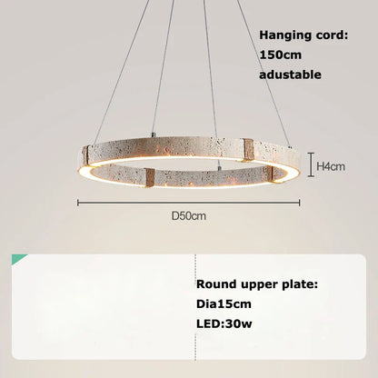 DecorBites™ LED Natural Stone Round Linear Chandelier - Dimmable, Ceiling Hanging Lamps