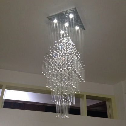 DecorBites™ Crystal Ceiling Chandelier Modern Living Room Lighting Fixture Loft Staircase Lustre