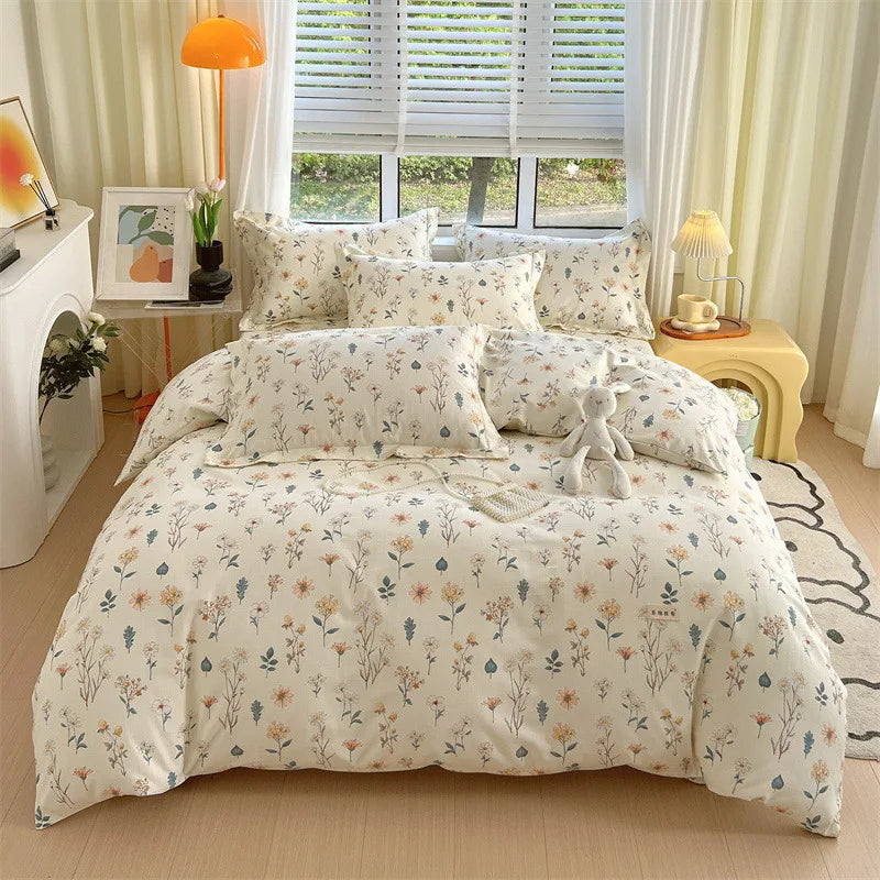 طقم غطاء لحاف مخطط من القطن من DecorBites™ لسرير مفرد مزدوج - خريف وشتاء