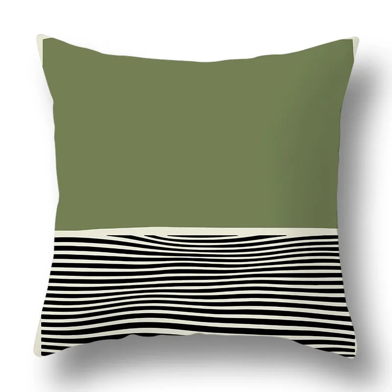 Funda de cojín DecorBites™ con estampado geométrico de plantas verdes - Funda para cojín de sofá