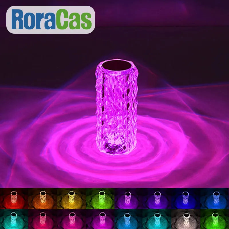 Lámpara de noche LED de cristal DecorBites™, lámpara ambiental recargable por USB para decoración de habitaciones