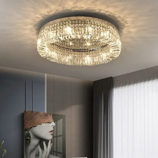 DecorBites™ Crystal LED Ceiling Light Chandelier for Bedroom, Modern Round Indoor Lighting