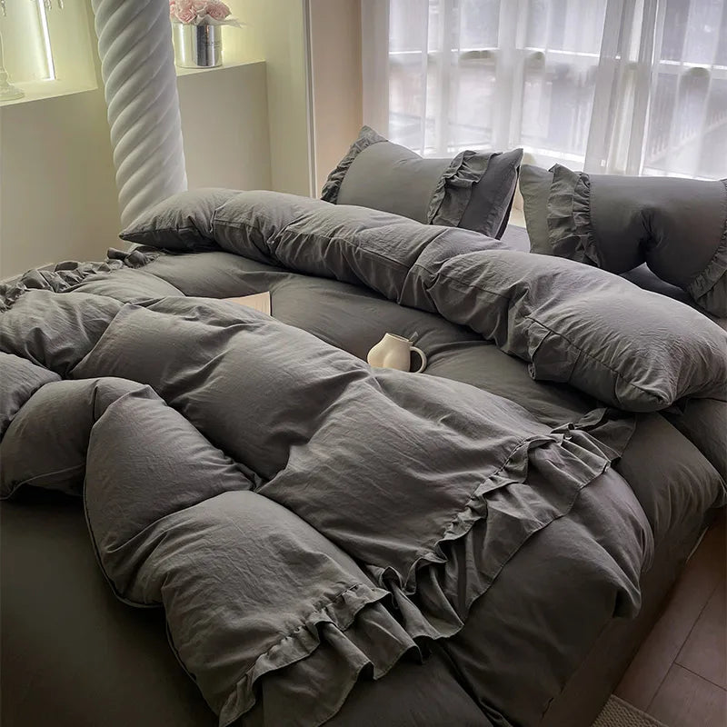 Microfiber Ruffles Bedding Set