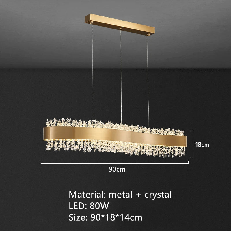 Lámpara de araña LED DecorBites™ de metal dorado: Iluminación moderna de cristal para sala de estar, comedor y dormitorio.