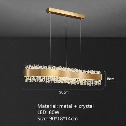 Lámpara de araña LED DecorBites™ de metal dorado: Iluminación moderna de cristal para sala de estar, comedor y dormitorio.
