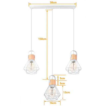 DecorBites™ Industrial Wood Pendant Chandelier for Dinning Living Room Kitchen LED Fixture