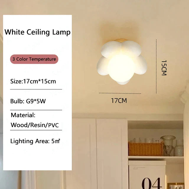 Lámpara de pared de resina de flores para niños Decorbites™ con bombilla LED G9 en blanco y rosa, decoración creativa para dormitorio