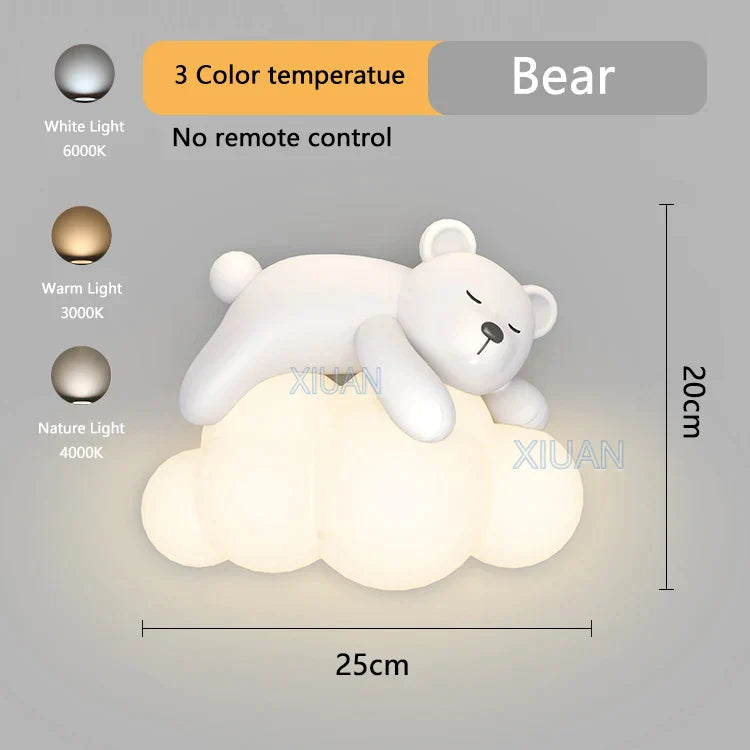 DecorBites™ Cloud Bunny Lamp: Kids' Room White Wall Light, Bedside Night Lamp