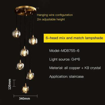 DecorBites™ Elegant Rotating Staircase Pendant Lamp with Double Hollow Design