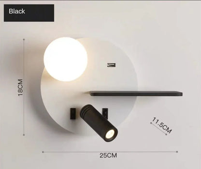 DecorBites™ LED Reading Wall Lamp with USB Charging, Storage, and Nordic Design