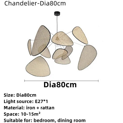 DecorBites™ Hand Made Rattan Art Pendant Chandelier for Modern Living Room, Dining Room, Bedroom.