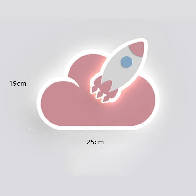 DecorBites™ Children's Room Crown Clouds Rocket Planet Night Light Bedside Lamp