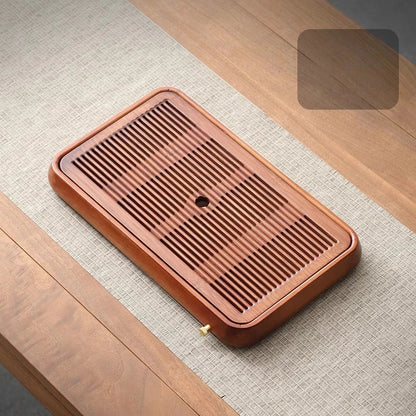 صينية شاي من الخيزران من DecorBites™‎، طقم شاي الكونغ فو ثنائي الاستخدام، لوح تخزين مياه للشاي